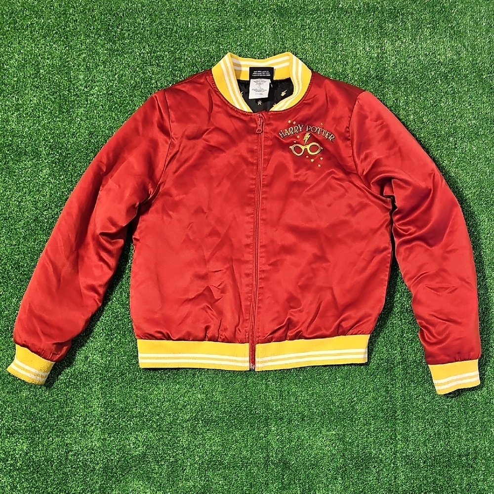 Red Hogwarts Bomber Youth Jacket With Side Pockets - Picture 4 of 10